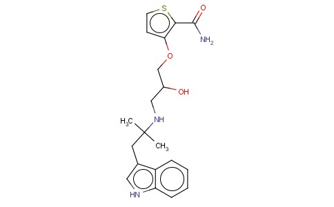 2-THIOPHENECARBOXAMIDE, 3-(2-HYDROXY-3-((2-(1H-INDOL-3-YL)-1,1-DIMETHYLETHYL)AMINO)PROPOXY)-